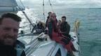 Go Ape team members and other crew member on the Jeanneau Sunfast in the Round the Island Race 