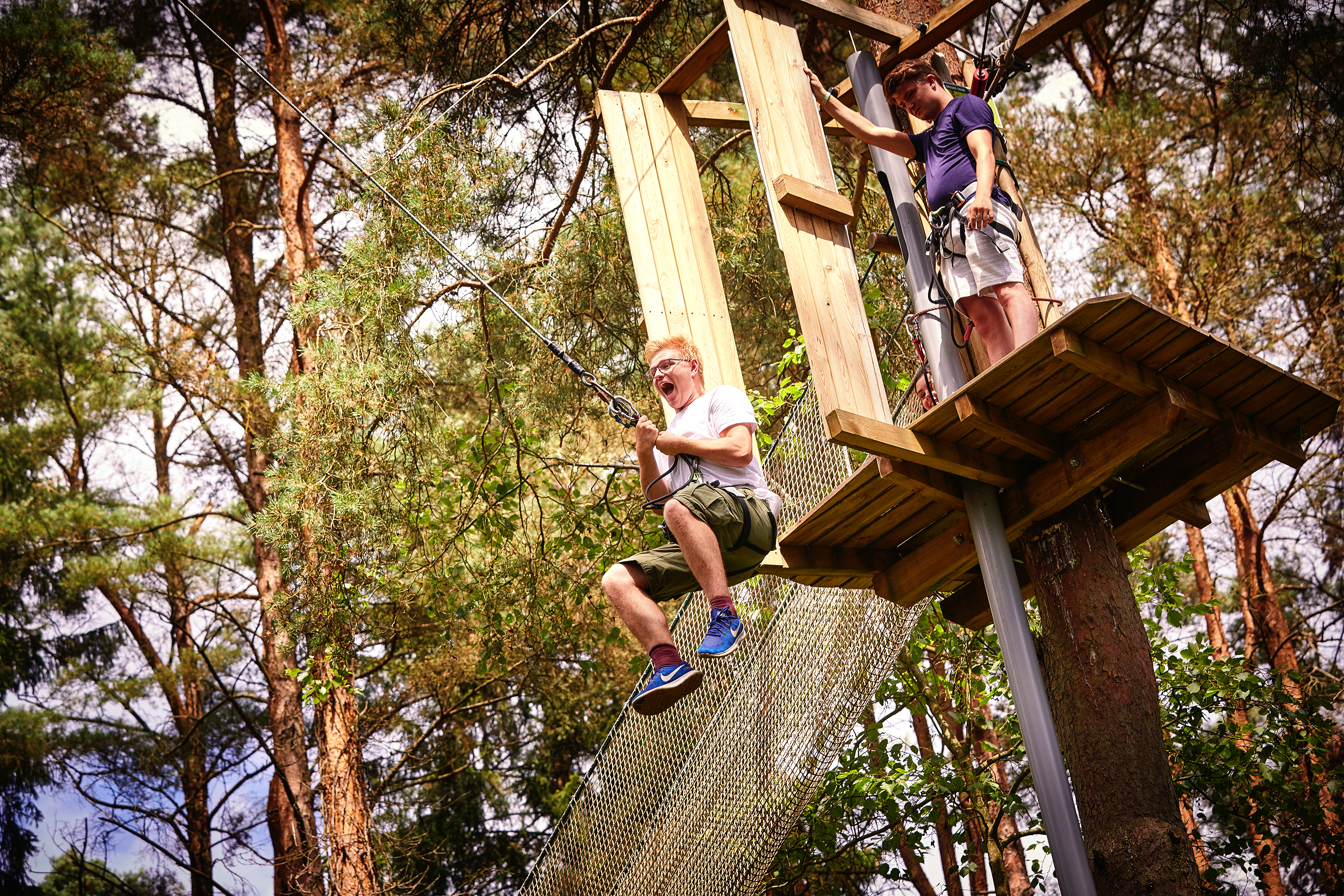 Group on Go Ape Treetop Challenge Tarzan Swings