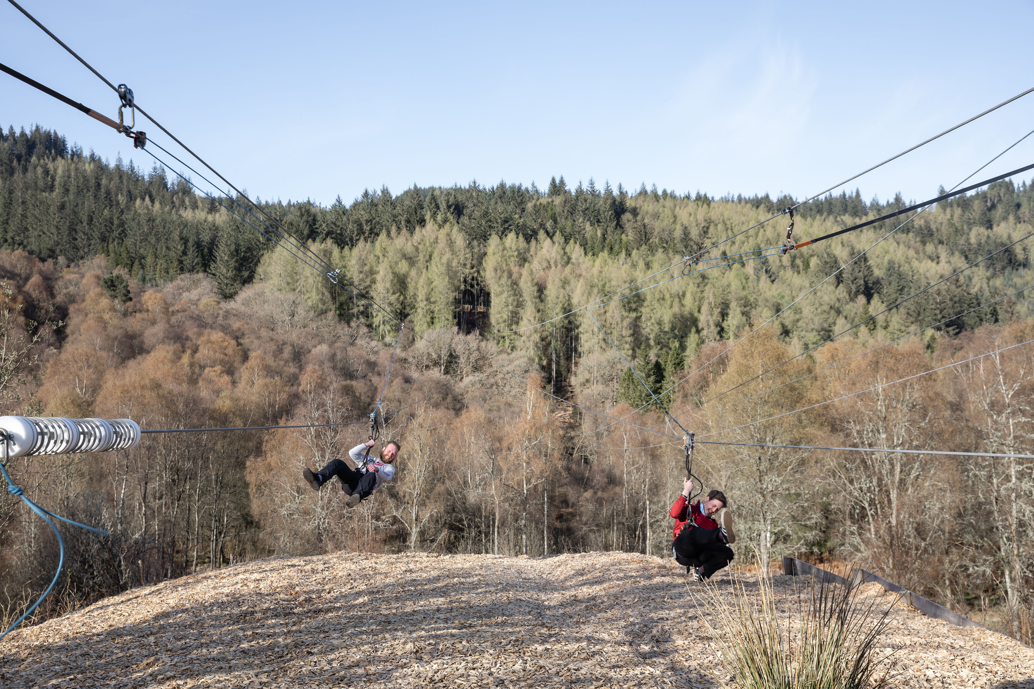 Man and Woman on Treetop Challenge 