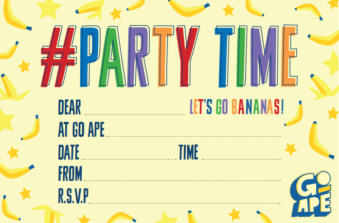 Go Ape kid's birthday party invite