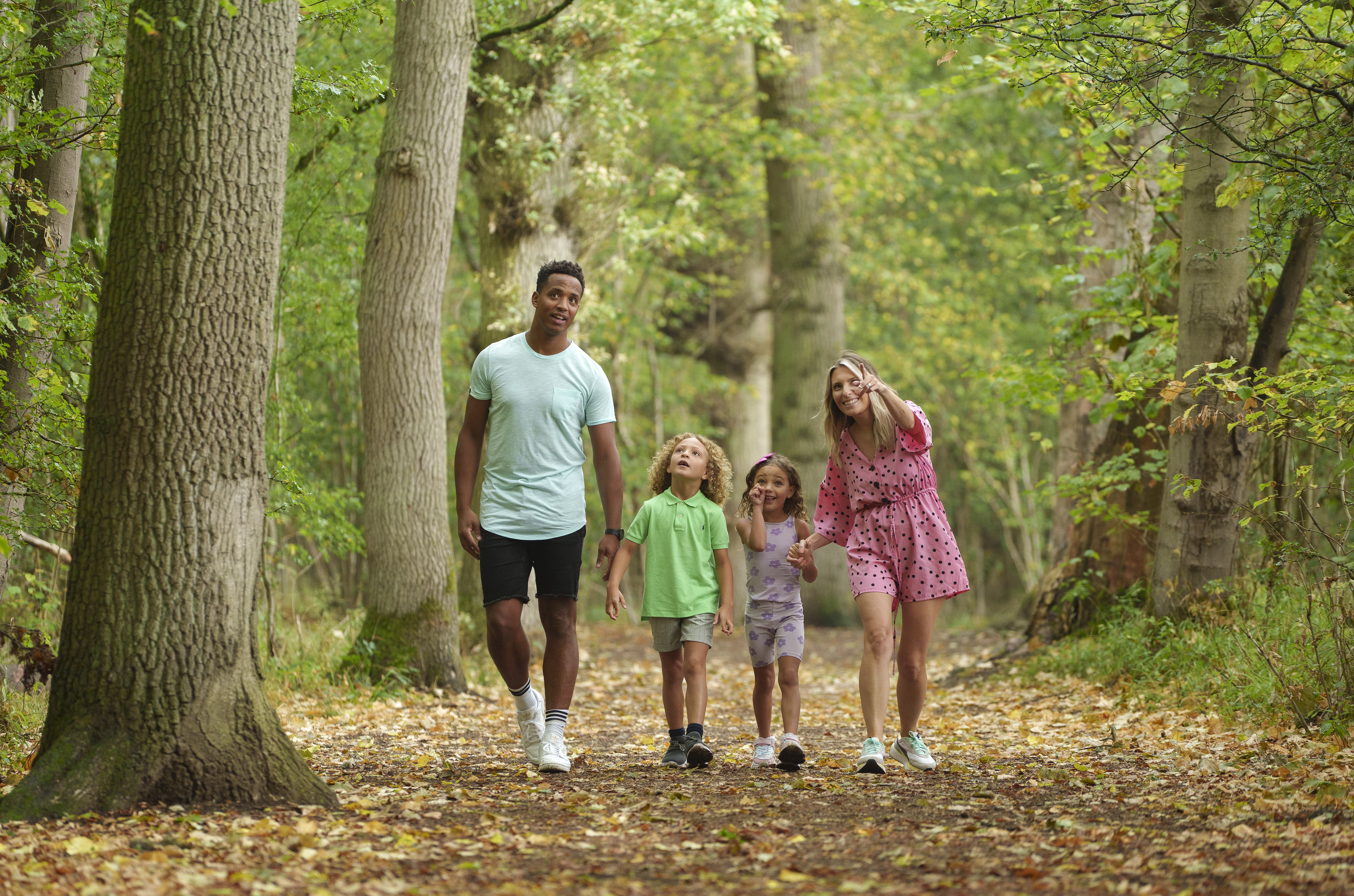 Four person family in Salcey Forest, Northampton 