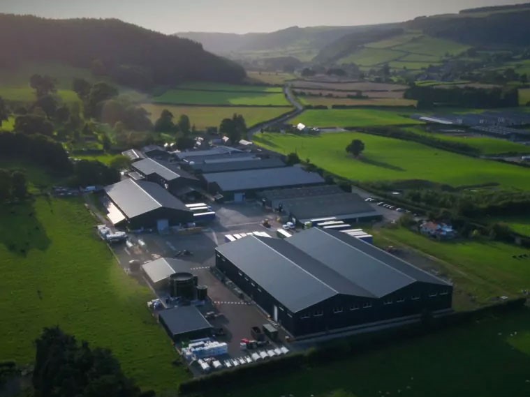 the Radnor farm and factory in a Welsh valley