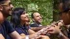 Team playing ground based games at Go Ape 