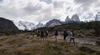 Go Ape co-owner and team hiking in Patagonia in the mountains
