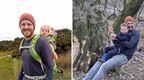 a man carrying a baby on his back and with an infant on a tree swing