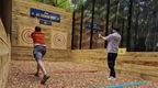 Work mates relieve some stress throwing axes at Go Ape